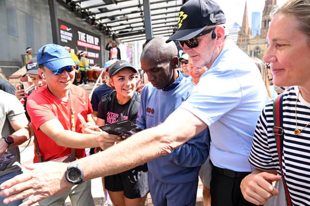 ELIUD KIPCHOGE MELBOURNE MARATHON OP, Elite marathon athlete Eliud Kipchoge during a fan event ahead of the Melbourne Marathon, in Melbourne, Friday, October 9, 2026. ( NO ARCHIVING MELBOURNE VICTORIA Australia Copyright: xJAMESxROSSx 20261009198354524266