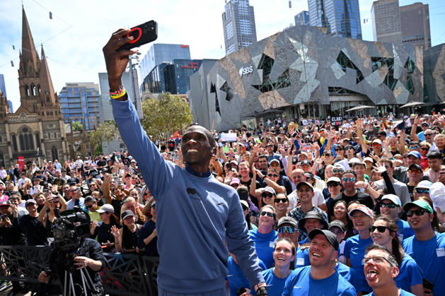 ELIUD KIPCHOGE MELBOURNE MARATHON OP, Elite marathon athlete Eliud Kipchoge during a fan event ahead of the Melbourne Marathon, in Melbourne, Friday, October 9, 2026. ( NO ARCHIVING MELBOURNE VICTORIA Australia Copyright: xJAMESxROSSx 20261009190087931849
