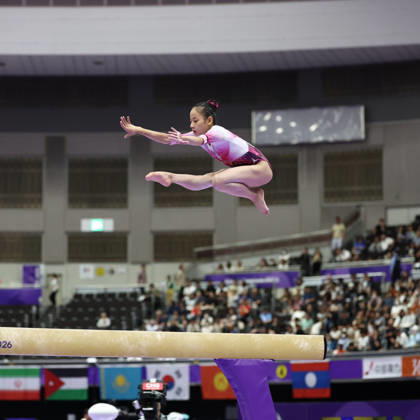 Asian Games 2026 Aichi-Nagoya, Japan HAN Yon Mi of PRK in action during Women™s Artistic Gymnastics Team Final at the 20th Asian Games Aichi-Nagoya 2026. Aichi, Nagoya Nagoya General Gymnasysm, Rainbow Hall. Japan Copyright: xSeshadrixSukumarx