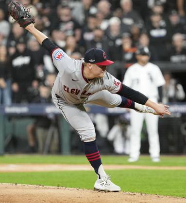 Baseball: Division Series between Guardians and White Sox Cleveland Guardians starter Parker Messick pitches during Game 4 of the American League Division Series against the Chicago White Sox at Rate Field in Chicago on Oct. 8, 2026.  A14AA0005630517P