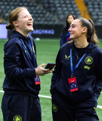 2027 FIFA Women s World Cup Round One Qualifying Play-off First Leg, Astana Arena, Astana, Kazakhstan 9 10 2026 Kazakhstan vs Republic of Ireland Ireland™s Emily Murphy and Jessica Ziu before the game Emily Murphy and Jessica Ziu before the game 9 10 2026 Copyright: xx BSNK6501