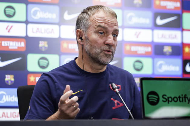 October 9, 2026, Sant Joan Despi, Barcelona, Spain: Hansi Flick, head coach of FC Barcelona, Barca attends his press conference, PK, Pressekonferenz during the training day of FC Barcelona ahead the Spanish League, LaLiga EA Sports, football match against Getafe CF at Ciudad Esportiva Joan Gamper on October 09, 2026 in Sant Joan Despi, Barcelona, Spain. FC Barcelona Training And Press Conference - LaLiga EA Sports - ZUMAa181 20261009_zaa_a181_029 Copyright: xJavierxBorregox