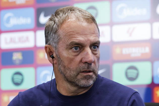 October 9, 2026, Sant Joan Despi, Barcelona, Spain: Hansi Flick, head coach of FC Barcelona, Barca attends his press conference, PK, Pressekonferenz during the training day of FC Barcelona ahead the Spanish League, LaLiga EA Sports, football match against Getafe CF at Ciudad Esportiva Joan Gamper on October 09, 2026 in Sant Joan Despi, Barcelona, Spain. FC Barcelona Training And Press Conference - LaLiga EA Sports - ZUMAa181 20261009_zaa_a181_032 Copyright: xJavierxBorregox