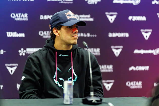 DÜSSELDORF, GERMANY - 9 OCTOBER 2026: Image shows press conference, PK, Pressekonferenz with Juan Lebron (ESP) during CUPRA Germany Premier Padel P2 2026 Day 6: Quarterfinals at CASTELLO Düsseldorf on 9 10 2026 in Düsseldorf, Germany. Germany Copyright: xFröhlichxPascalx