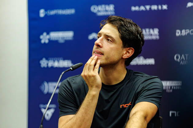 DÜSSELDORF, GERMANY - 9 OCTOBER 2026: Image shows press conference, PK, Pressekonferenz with Agustin Tapia (ARG) during CUPRA Germany Premier Padel P2 2026 Day 6: Quarterfinals at CASTELLO Düsseldorf on 9 10 2026 in Düsseldorf, Germany. Germany Copyright: xFröhlichxPascalx