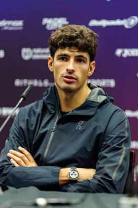 DÜSSELDORF, GERMANY - 9 OCTOBER 2026: Image shows press conference, PK, Pressekonferenz with Arturo Coello (ESP) during CUPRA Germany Premier Padel P2 2026 Day 6: Quarterfinals at CASTELLO Düsseldorf on 9 10 2026 in Düsseldorf, Germany. Germany Copyright: xFröhlichxPascalx