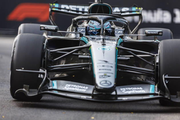 9th October 2026; Marina Bay, Singapore; Formula 1, Singapore Grand Prix, Free Practice and Sprint Qualifying Day; Kimi Antonelli (12) of Italy and Mercedes-AMG PETRONAS Formula One Team during the first practice at the Singapore Grand Prix StephenxBlackberry