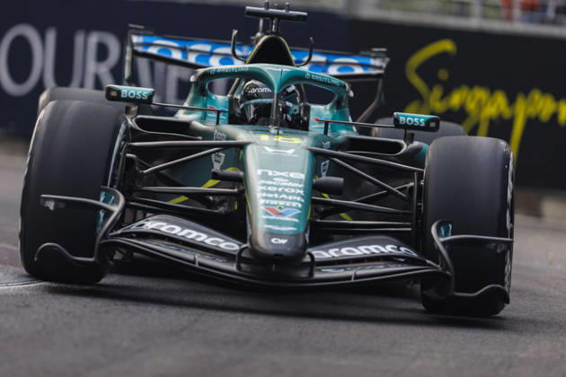 9th October 2026; Marina Bay, Singapore; Formula 1, Singapore Grand Prix, Free Practice and Sprint Qualifying Day; Lance Stroll (18) of Canada and Aston Martin Aramco Formula One Team during the first practice at the Singapore Grand Prix StephenxBlackberry
