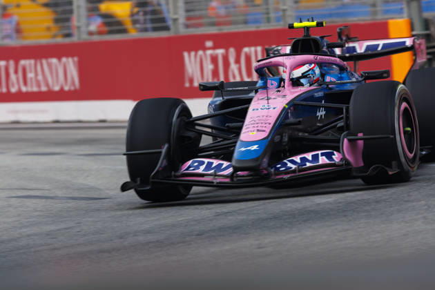 9th October 2026; Marina Bay, Singapore; Formula 1, Singapore Grand Prix, Free Practice and Sprint Qualifying Day; Franco Colapinto (43) of Argentina and BWT Alpine Formula One Team during the first practice at the Singapore Grand Prix StephenxBlackberry