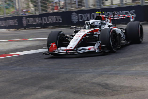 9th October 2026; Marina Bay, Singapore; Formula 1, Singapore Grand Prix, Free Practice and Sprint Qualifying Day; Oliver Bearman (87) of Great Britain and TGR Haas F1 Team during the first practice at the Singapore Grand Prix StephenxBlackberry