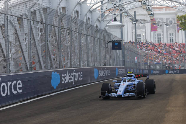 9th October 2026; Marina Bay, Singapore; Formula 1, Singapore Grand Prix, Free Practice and Sprint Qualifying Day; Gabriel Bortoleto (5) of Brazil and Audi Revolut F1 Team during the first practice at the Singapore Grand Prix StephenxBlackberry