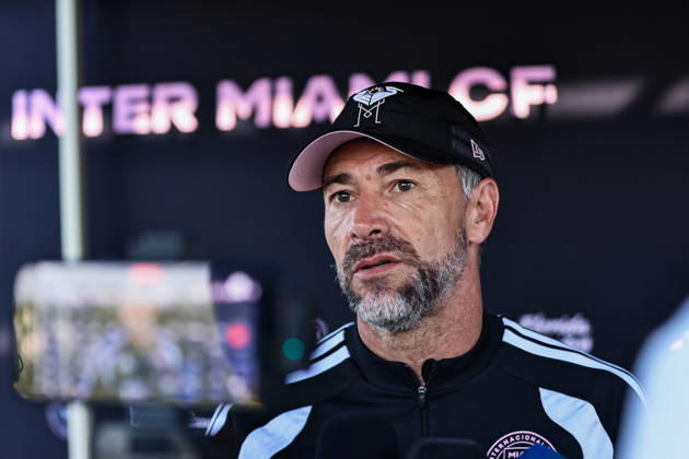 FORT LAUDERDALE, FL - OCTOBER 09: Inter Miami CF Head Coach Cristian Kily Gonzalez is seen talking to the media ahead of an Inter Miami Training Session at Florida Blue Training Center on October 09, 2026 in Fort Lauderdale, Florida.(Photo by Chris Arjoon Icon Sportswire). SOCCER: OCT 09 Inter Miami CF Training EDITORIAL USE ONLY Icon2610090000003