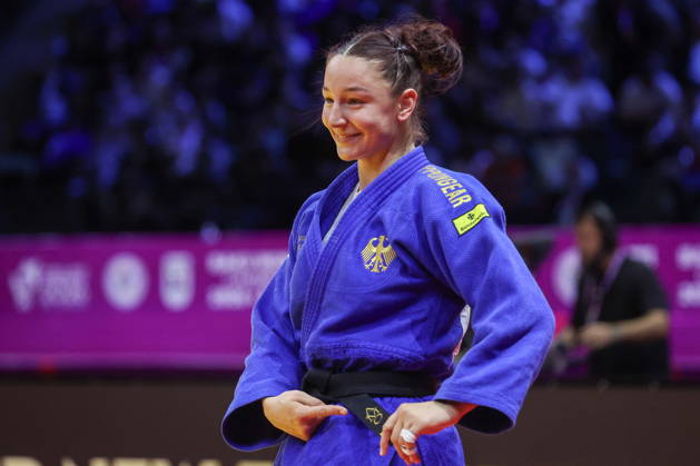 AZERBAIJAN, BAKU - OCTOBER 9, 2026: Anna Monta Olek of Germany is pictured after a -78 kg bout against Yael van Heemst of the Netherlands as part of the 2026 World Judo Championships at the National Gymnastics Arena. Mikhail Sinitsyn TASS 98995213