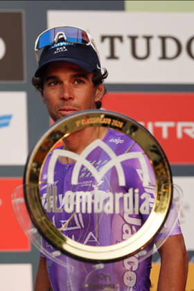 Australia s Michael Matthews of Team Jayco AlUla during the team presentation on the eve of the 120th edition of Il Lombardia cycling race, in Bergamo on October 9, 2026, prior to the 239 km one-day race from Bergamo to Como, Italy. Copyright: xGianxMattiaxD Alberto LaPressex