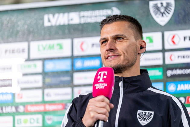 Thomas Woerle, SC Preussen Münster, head coach, in an interview with Magenta Sport GER; SC Preussen Münster vs. Rot-Weiß Essen, soccer, 3rd Division, Matchday 8, 2026–2027 season, October 9, 2026 DFL regulations prohibit the use of photographs as image sequences and or quasi-video GER, SC Preussen Münster vs. Rot-Weiß Essen, soccer, 3. Liga, Matchday 8, 2026–2027 season, October 9, 2026, Münster Copyright: xEibner-Pressefoto JanxRollingerx EP_JSK