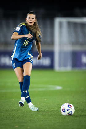October 9, 2026: Bella Andersson of Sweden during the FIFA Women’s World Cup qualifying playoff soccer match between Lithuania and Sweden on October 9, 2026 in Kaunas. Photo by Mathias Bergeld. BILDBYRAN code MB MB1418 soccer football fotball World Cup qualifier FIFA Women’s World Cup qualifier playoff Lithuania Sweden women’s BBENG play-off  Copyright: MATHIASxBERGELD BB261009MB066