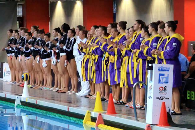 October 9, 2026, GER, DEU, Germany Women s Water Polo, Water Polo Champions League Qualifiers, 2026 Season, Berlin, Spandau 04 vs. UVSE Both teams at the presentation by nordphoto GmbH Engler Berlin, Schwimhalle Schöneberg, Berlin, Germany Copyright: xNordphotox xEnglerx