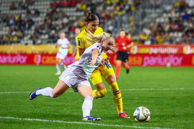 Women s World Cup Qualifier: Romania vs. Norway, Bucharest, October 9, 2026—Thea Bjelde during the World Cup qualifying soccer match between Romania and Austria at Stadionul Arcul de Triumf in Bucharest. Photo by Nikola Krstic, NTB, Bucharest, Romania. EDITORIAL USE ONLY. RESTRICTED USE FOR BETTING COMPANIESIES Copyright: xNikolaxKrsticx xNTBx