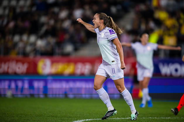 261009 Guro Reiten of Norway celebrates after scoring the 0-1 goal during the FIFA Women’s World Cup Qualifier soccer match between Romania and Norway on October 9, 2026 in Bucharest. Photo by Marius Simensen. BILDBYRAN COP 238 bbeng women FIFA World Cup qualifiers soccer football celebration international match Norway Romania World Cup qualifiers women Copyright: MARIUSxSIMENSEN BB261009BB550