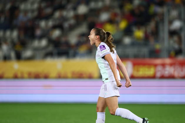 Women s World Cup Qualifier: Romania vs. Norway, Bucharest, October 9, 2026—Norway celebrates after scoring during the World Cup qualifying soccer match between Romania and Austria at Stadionul Arcul de Triumf in Bucharest. Photo by Nikola Krstic, NTB, Bucharest, Romania. EDITORIAL USE ONLY. RESTRICTED USE FOR BETTING COMPANIESIES Copyright: xNikolaxKrsticx xNTBx
