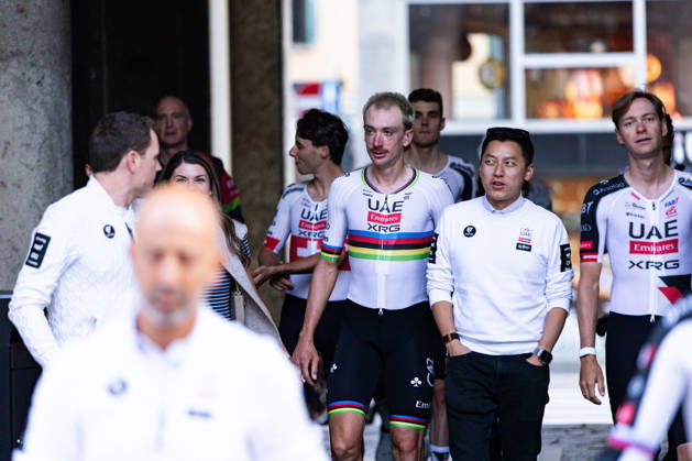 120th ILombardia Team Presentation Brandon McNulty of UAE Team Emirates attends the 120th ILombardia team presentation in Bergamo, Italy, on October 9, 2026. Bergamo Italy  Copyright: xTommasoxBerardix originalFilename:berardi-120thilo261009_npj4D