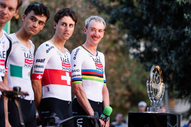 120th ILombardia Team Presentation Brandon McNulty of UAE Team Emirates attends the 120th ILombardia team presentation in Bergamo, Italy, on October 9, 2026. Bergamo Italy  Copyright: xTommasoxBerardix originalFilename:berardi-120thilo261009_npPxA