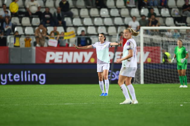 Women s World Cup Qualifier: Romania vs. Norway, Bucharest, October 9, 2026—a World Cup qualifying soccer match between Romania and Austria at the Stadionul Arcul de Triumf in Bucharest. Photo by Nikola Krstic, NTB, Bucharest, Romania. EDITORIAL USE ONLY. RESTRICTED USE FOR BETTING COMPANIES. Copyright: xNikolaxKrsticx xNTBx
