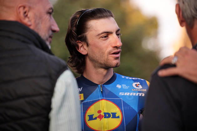 Italy s Giulio Ciccone of Lidl-Trek during the team presentation on the eve of the 120th edition of Il Lombardia cycling race, in Bergamo on October 9, 2026, prior to the 239 km one-day race from Bergamo to Como, Italy.  Copyright: xMarcoxAlpozzi LaPressex