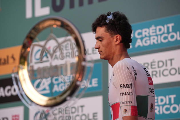 Mexico s Isaac Del Toro Romero of UAE Team Emirates XRG during the team presentation on the eve of the 120th edition of Il Lombardia cycling race, in Bergamo on October 9, 2026, prior to the 239 km one-day race from Bergamo to Como, Italy.  Copyright: xMarcoxAlpozzi LaPressex