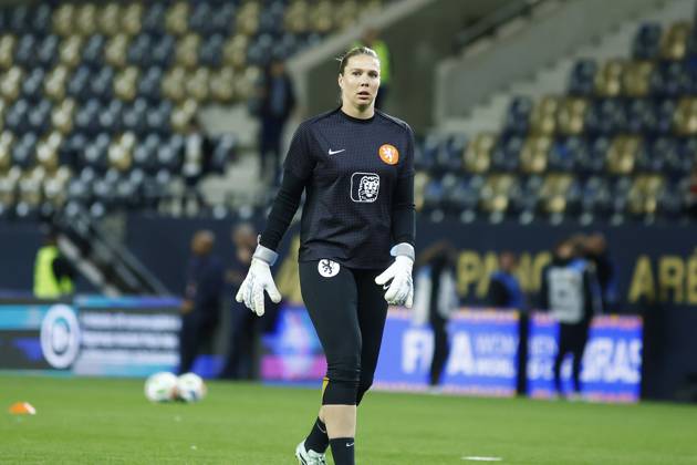 FELCSUT, 09-10-2026 , Pancho Arena, season 2026 2027 , UEFA worldcup qualification football play-offs round 1 , match between Hungary and The Netherlands (women) 1st leg , Pictures shows Netherlands goalkeeper Lize Kop Hungary - Netherlands (women)  x208074112x Copyright:
