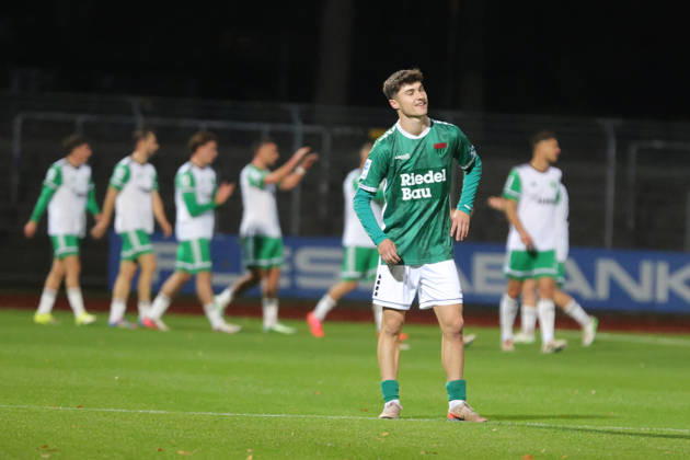 October 9, 2026, Soccer, Men s, Bavarian Regional League, 2026–2027 Season, Matchday 13: FC Schweinfurt 05 vs. SC Eltersdorf; Lauris Bausenwein (FC Schweinfurt 05) made 21 saves; SC Eltersdorf celebrates the 1–0 win thanks to a goal by Yannik Jassmann (SC Eltersdorf), September 9, Schweinfurt, Riedel Bau Arena at Sachs Stadium, Bavaria, Lower Franconia, Germany