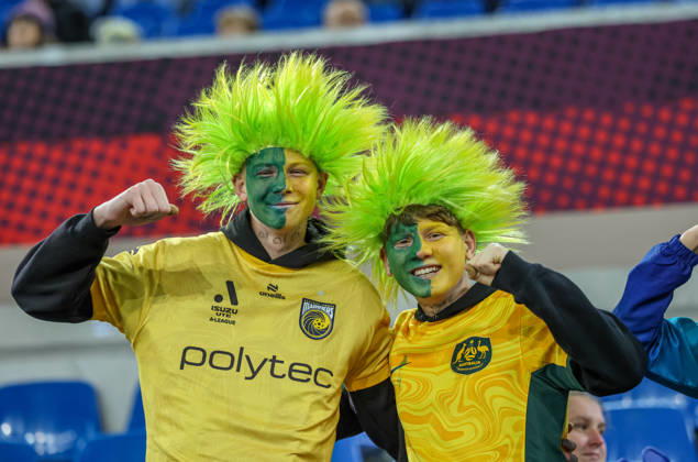 GER, Karlsruhe, Germany vs. Australia, FIFA, DFB, soccer, 2026–2027 season, BBBank Wildpark, Friendly Match: Photos of Australian Fans, Australia, DFB, DFL. REGULATIONS PROHIBIT ANY USE OF PHOTOGRAPHS AS IMAGE SEQUENCES AND OR QUASI-VIDEO, October 9, 2026 Copyright: HMBxMedia HendrikxHamelau