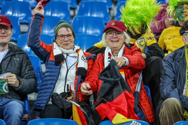 GER, Karlsruhe, Germany vs. Australia, FIFA, DFB, soccer, 2026–2027 season, BBBank Wildpark, Friendly Match: Pictured from left, Germany fans; Germany, DFB, DFL. REGULATIONS PROHIBIT ANY USE OF PHOTOGRAPHS AS IMAGE SEQUENCES AND OR QUASI-VIDEO, October 9, 2026 Copyright: HMBxMedia HendrikxHamelau