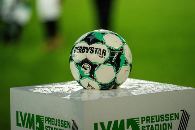 October 9, 2026, 3rd League, Matchday 8, SC Preußen Münster vs. Rot Weiss Essen at the LVM Preußenstadion Derbystar Ball 3rd League IMPORTANT NOTICE: In accordance with DFB and DFL regulations, it is prohibited to use or allow the use of photographs taken in the stadium and or during the game in the form of sequential images and or video-like photo series. Copyright: xJordyxFourgonx