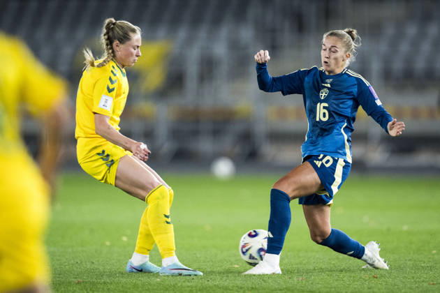 October 9, 2026: Filippa Angeldahl of Sweden during the FIFA Women’s World Cup qualifying playoff soccer match between Lithuania and Sweden on October 9, 2026 in Kaunas. Photo by Mathias Bergeld. BILDBYRAN code MB MB1418 soccer football fotball World Cup qualifier FIFA Women’s World Cup qualifier playoff Lithuania Sweden women’s BBENG play-off  Copyright: MATHIASxBERGELD BB261009MB107