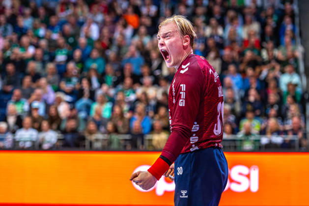 Simon Möller of SG Flensburg Handewitt, No. 30 from the left, TSV Hannover Burgdorf (green) vs. SG Flensburg Handewitt (blue) on Matchday 8 of the 2026–2027 season in the Opel Handball Bundesliga on October 9, 2026, ZAG Arena Hannover, GER, Copyright: xJanxGuentherx xTSVxHannover-Burgdorfx