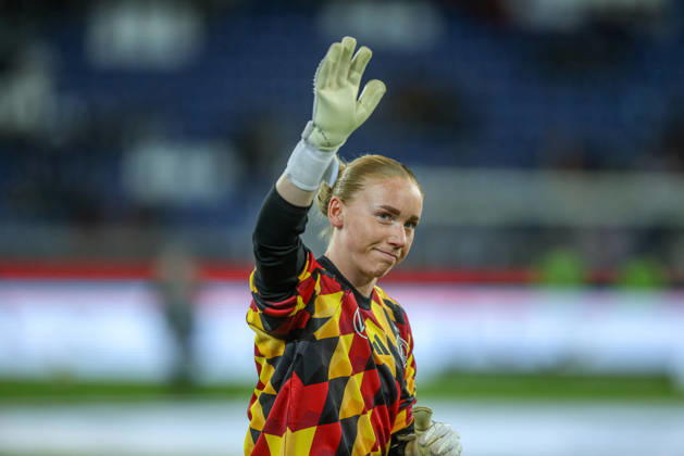 GER, Karlsruhe, Germany vs. Australia, FIFA, DFB, soccer, 2026–2027 season, BBBank Wildpark, Friendly Match: Pictured from left, Laura Johanna Dick (Germany), Women’s National Team. DFB and DFL regulations prohibit any use of photographs as image sequences and or quasi-video, October 9, 2026 Copyright: HMBxMedia HendrikxHamelau
