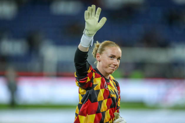 GER, Karlsruhe, Germany vs. Australia, FIFA, DFB, soccer, 2026–2027 season, BBBank Wildpark, Friendly Match: Pictured from left, Laura Johanna Dick (Germany), Women’s National Team. DFB and DFL regulations prohibit any use of photographs as image sequences and or quasi-video, October 9, 2026 Copyright: HMBxMedia HendrikxHamelau