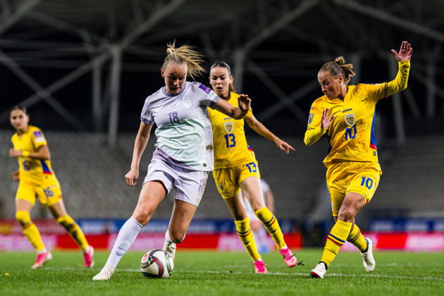 October 9, 2010: Frida Maanum of Norway and Mihaela Ciolacu of Romania during the FIFA Women’s World Cup Qualifier soccer match between Romania and Norway on October 9, 2026 in Bucharest. Photo by Marius Simensen. BILDBYRAN COP 238 bbeng women FIFA World Cup qualifiers soccer football international match Norway Romania  Copyright: MARIUSxSIMENSEN BB261009BB667