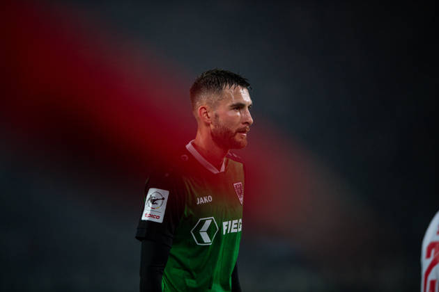 October 9, 2026, 3rd Division, Matchday 8, SC Preußen Münster vs. Rot Weiss Essen at the LVM Preußenstadion Felix Higl Close Münster Close-up and focused IMPORTANT NOTICE In accordance with DFB and DFL regulations, it is prohibited to use or allow the use of photographs taken in the stadium and or during the game in the form of sequential images and or video-like photo series Copyright: xJordyxFourgonx
