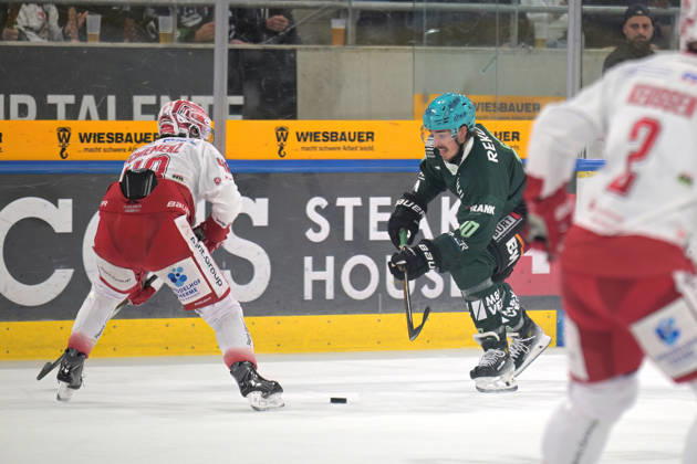 David Cerny of the Bietigheim Steelers, No. 10, battles for the puck against Cedric Schiemenz of the EC Bad Nauheim, No. 48. Bietigheim Steelers vs. EC Bad Nauheim, ice hockey, DEL 2, Game 7 of the regular season, 2026–2027 season, October 9, 2026, Bietigheim Steelers vs. EC Bad Nauheim, Ice Hockey, DEL 2, 7th Regular Season Game, 2026–2027 Season, October 9, 2026, Bietigheim Copyright: xEibner-Pressefotox EP_TBR