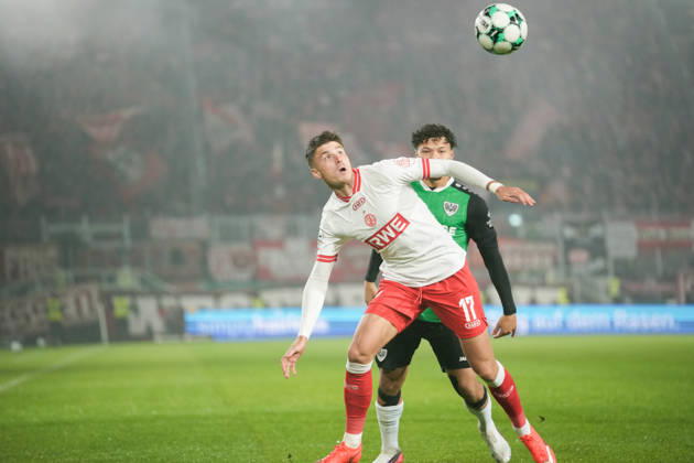 Germany 3rd Division 2026–2027, Matchday 8: SC Preussen Münster vs. Rot Weiss Essen, Friday, October 9, 2026, LVM Preußenstadion, Münster, North Rhine-Westphalia, Germany: Semir Telalovic (RW Essen, No. 17) in a tackle against Montell Ndikom (SC Preußen Münster, No. 28) Copyright: xMerlexKölkingx