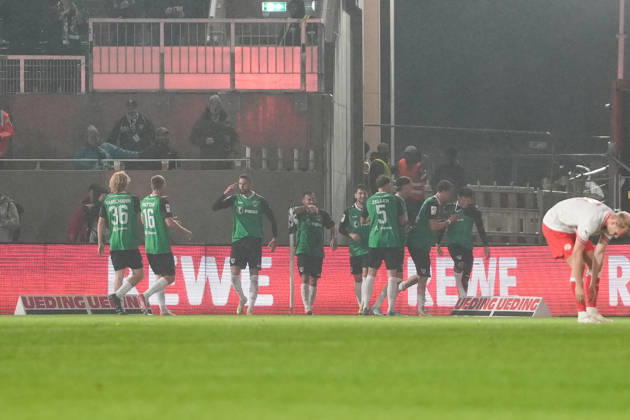 Germany 3rd Division 2026–2027, Matchday 8: SC Preußen Münster vs. Rot-Weiß Essen, Friday, October 9, 2026, LVM Preußenstadion, Münster, North Rhine-Westphalia, Germany; 1–0 goal by Montell Ndikom (SC Preußen Münster), 28; celebration, joy, emotions, team Copyright: xMerlexKölkingx