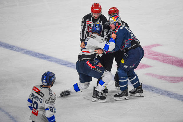 October 9, 2026, Munich, Germany; PENNY DEL, German Ice Hockey League, 2026–27 season, Matchday 7: EHC Red Bull Munich vs. ERC Ingolstadt at SAP Garden in Munich; Daniel Schmölz of ERC Ingolstadt was injured