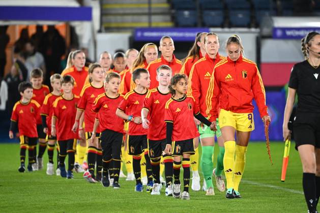 Belgium v Poland - FIFA Women s World Cup 2027 UEFA Qualifiers LEUVEN, BELGIUM - OCTOBER 09 : Players of Belgium before the FIFA Women s World Cup 2027 UEFA European Qualifiers play-offs round 1 path 2 first leg match between Belgium and Poland on October 9, 2026 in Leuven, Belgium, 09 10 2026 Leuven Belgium  Copyright: xVincentxKalutx