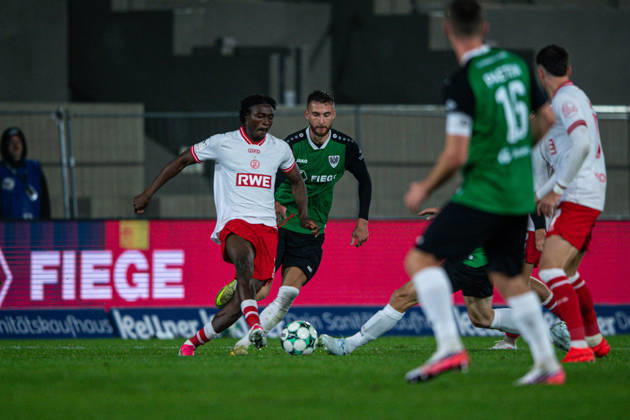 October 9, 2026, 3rd Division, Matchday 8, SC Preußen Münster vs. Rot Weiss Essen at the LVM Preußenstadion. Dickson Abiama, Essen, in action. IMPORTANT NOTICE: In accordance with DFB and DFL regulations, it is prohibited to use or allow the use of photographs taken in the stadium and or during the game in the form of sequential images and or video-like photo series Copyright: xJordyxFourgonx