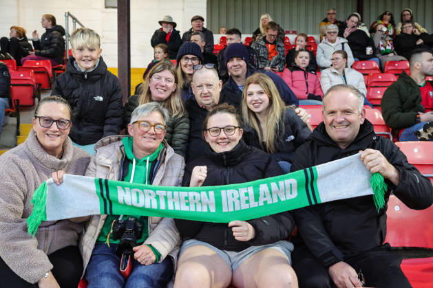 2027 FIFA Women s World Cup Round One Qualifying Play-off First Leg, Inver Park, Larne 9 10 2026 Northern Ireland vs Portugal A view of Northern Ireland fans ahead of the match A view of Northern Ireland fans ahead of the match 9 10 2026  Copyright: xx N Ireland v Portugal_021
