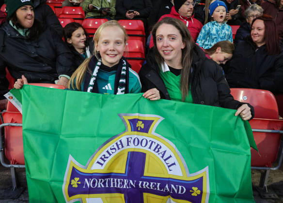 2027 FIFA Women s World Cup Round One Qualifying Play-off First Leg, Inver Park, Larne 9 10 2026 Northern Ireland vs Portugal A view of Northern Ireland fans ahead of the match A view of Northern Ireland fans ahead of the match 9 10 2026  Copyright: xx N Ireland v Portugal_024