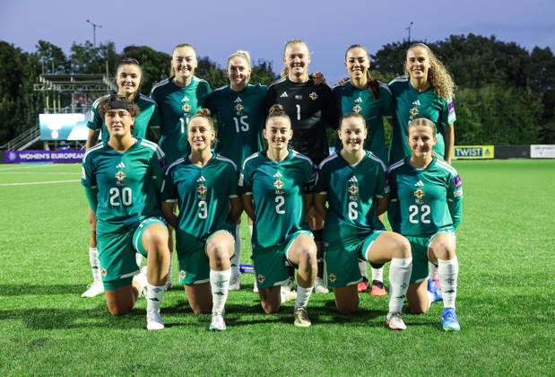 2027 FIFA Women s World Cup Round One Qualifying Play-off First Leg, Inver Park, Larne 9 10 2026 Northern Ireland vs Portugal The Northern Ireland team The Northern Ireland team 9 10 2026  Copyright: xx N Ireland v Portugal_029