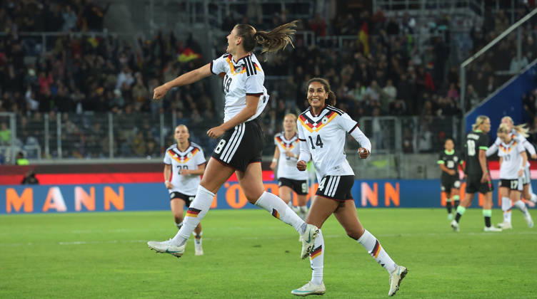 Karlsruhe, Women s International Soccer Match: Germany vs. Australia; Melissa Kössler (GER) celebrates after scoring the goal that made it 2–0